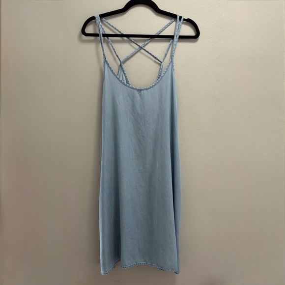 Twik Simons Light Denim Tank Dress Size L Racerback A-Line Knee Length - Picture 8 of 11